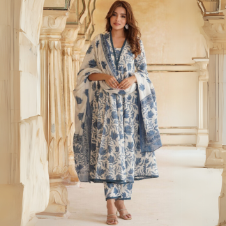 Blue Blossom Anarkali Set