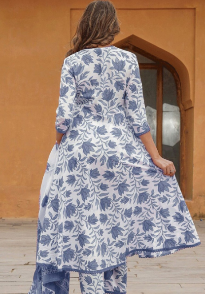 Blue Blossom Anarkali Set - Image 2